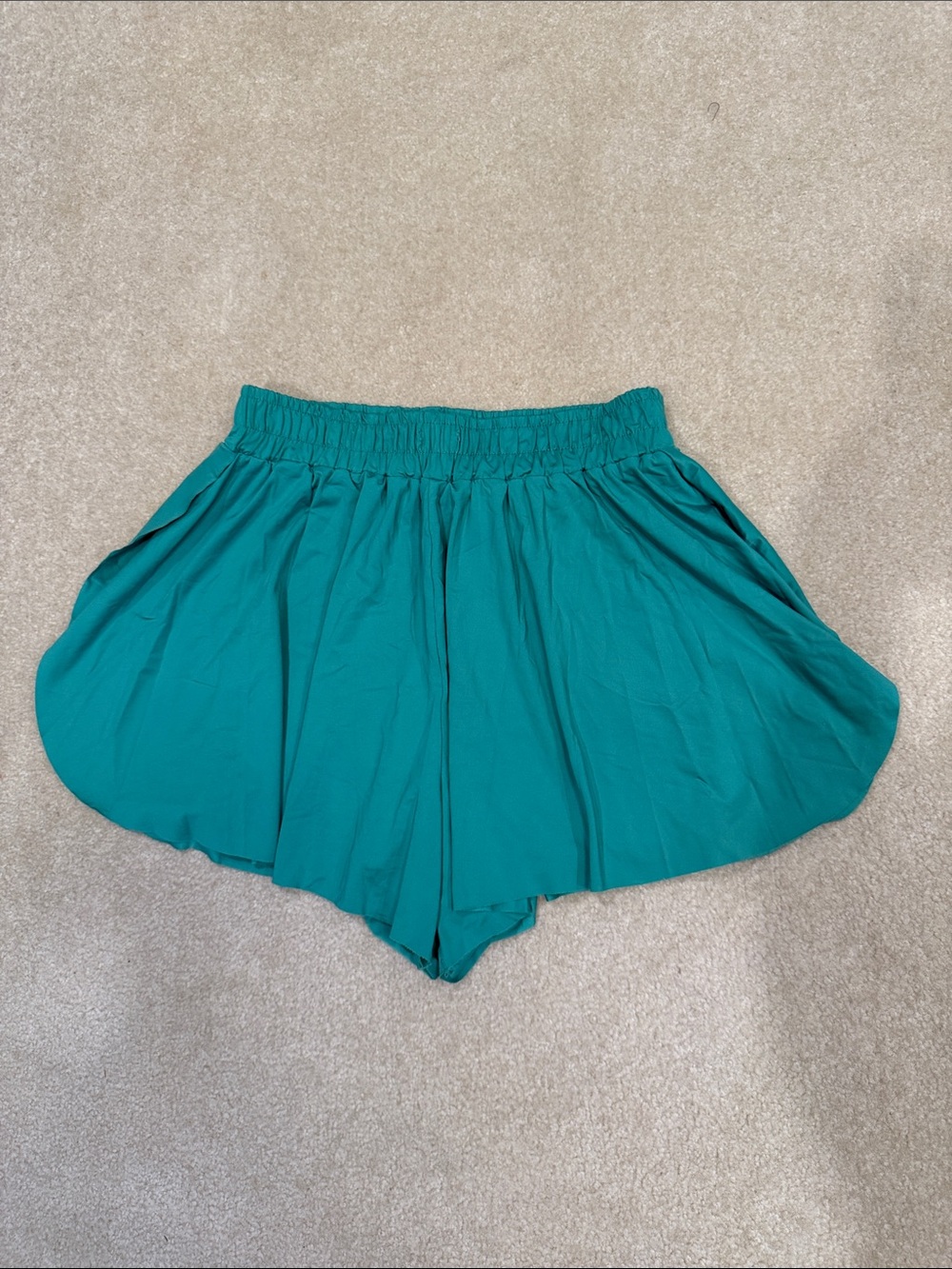 Women's GreenElastic-Waist Flow Skort